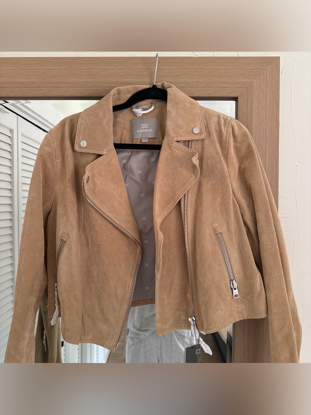 Soia & Kyo Camel Suede Moto Jacket